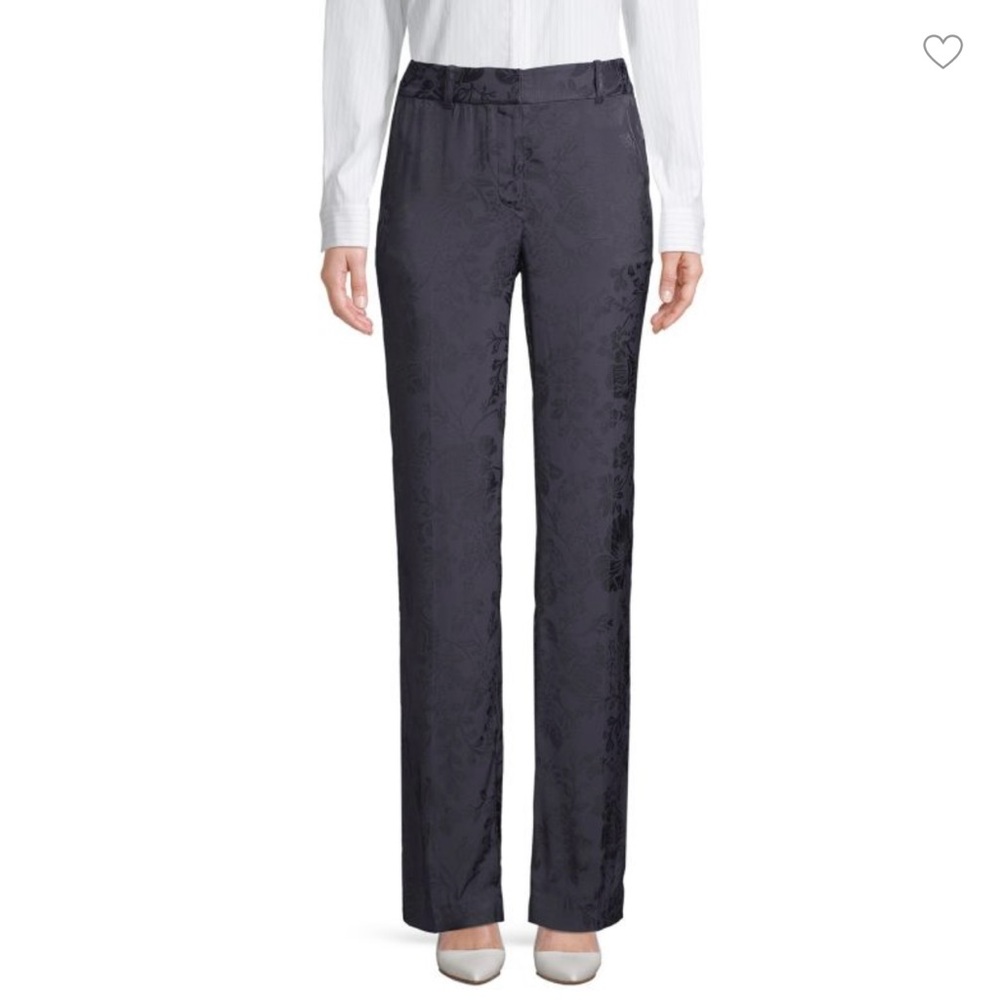Equipment | Lita Jacquard Floral Navy Blue Elegant Clean Girl Pants Size 8